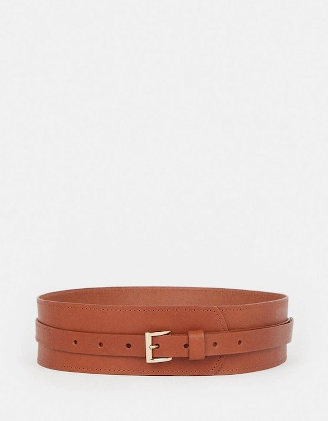 Leather Buckle Trim Belt