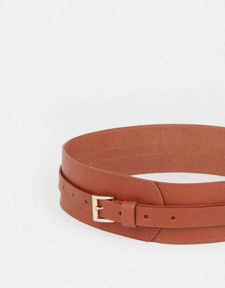 Leather Buckle Trim Belt