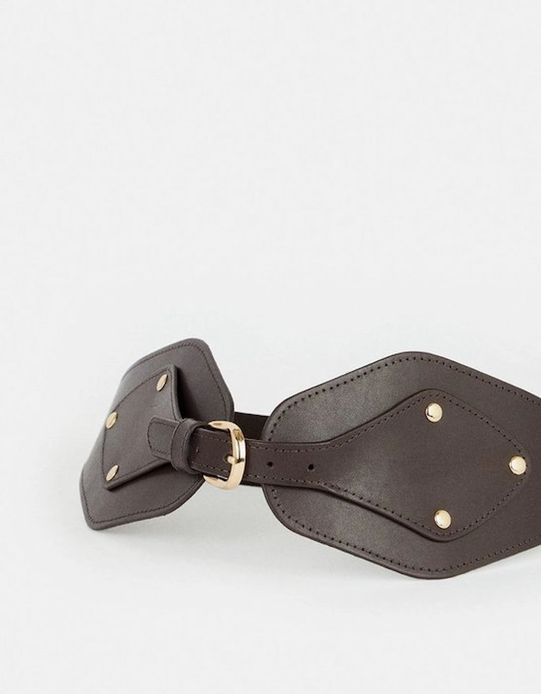 Leather And Elastic Wide Waist Belt