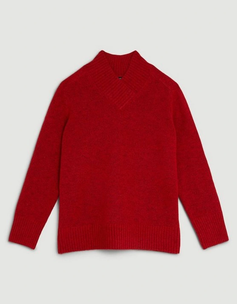 Wool Blend Cosy V Neck Knit Jumper