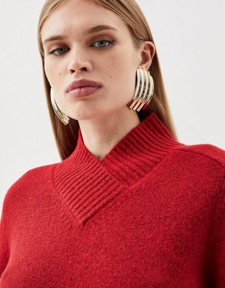 Wool Blend Cosy V Neck Knit Jumper