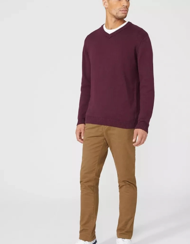 Mens Premium Cotton V Neck Jumper