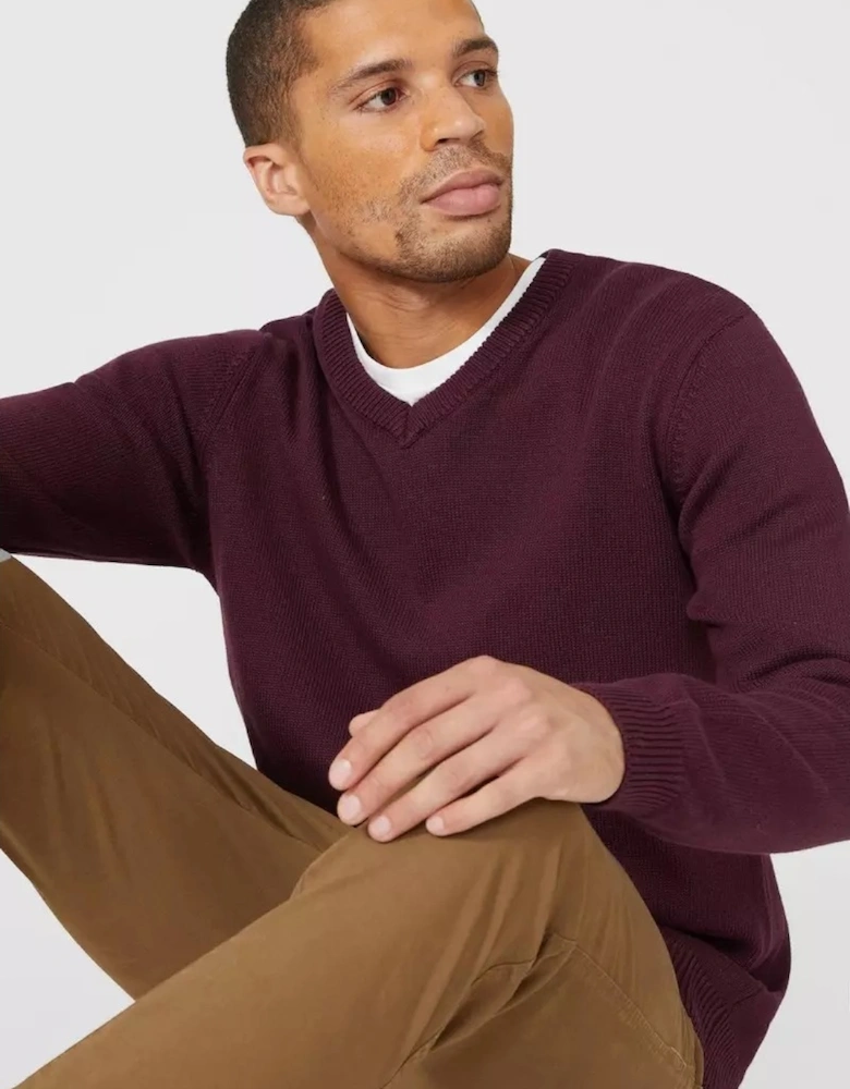 Mens Premium Cotton V Neck Jumper