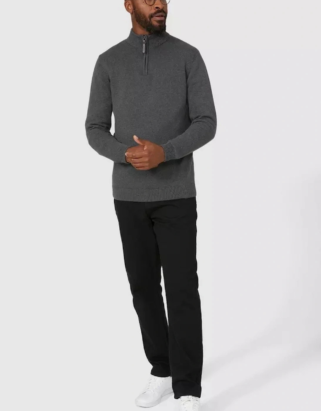Mens Premium Cotton Funnel Neck Jumper