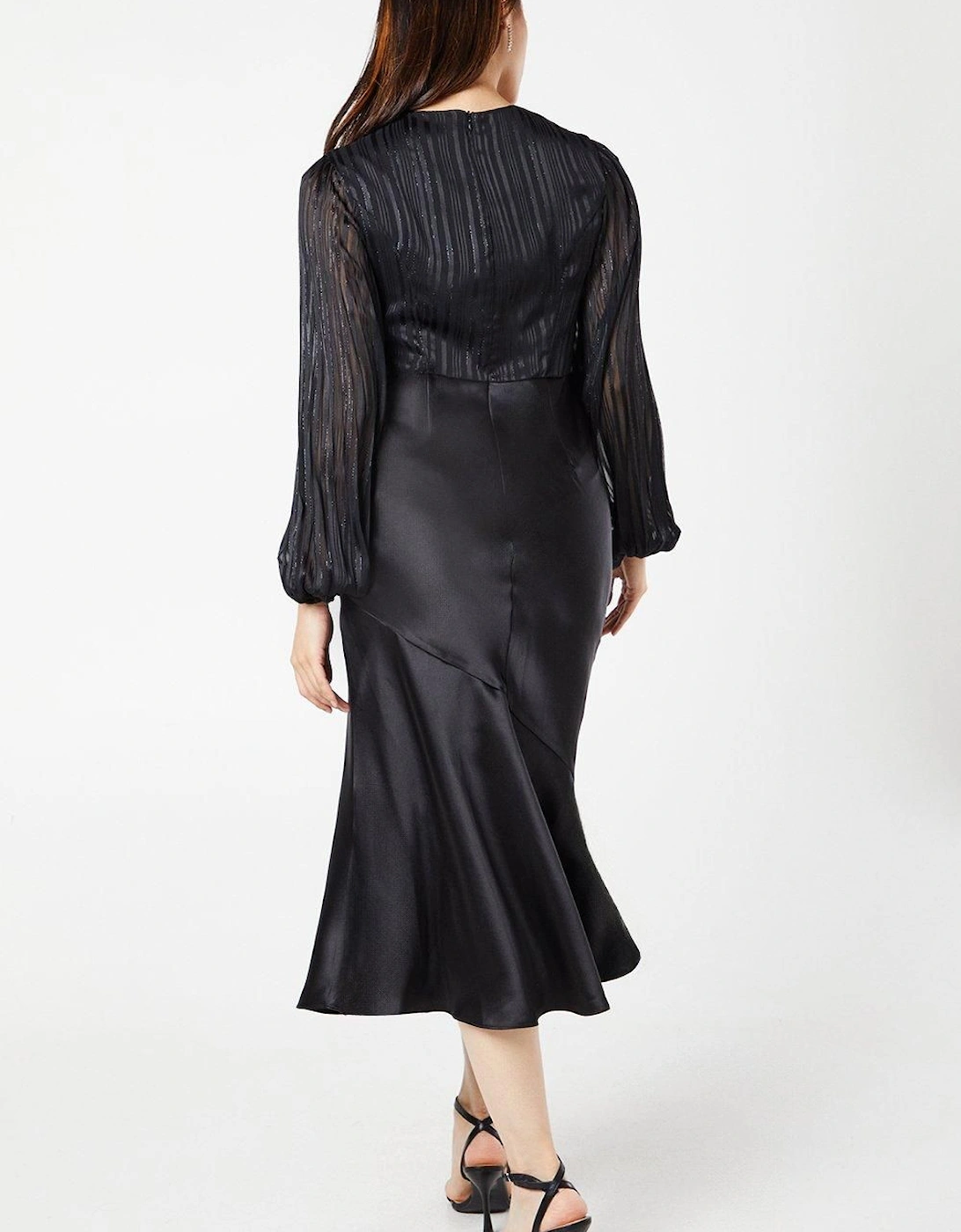 Long Sleeve Chiffon Midi Wedding Guest Dress