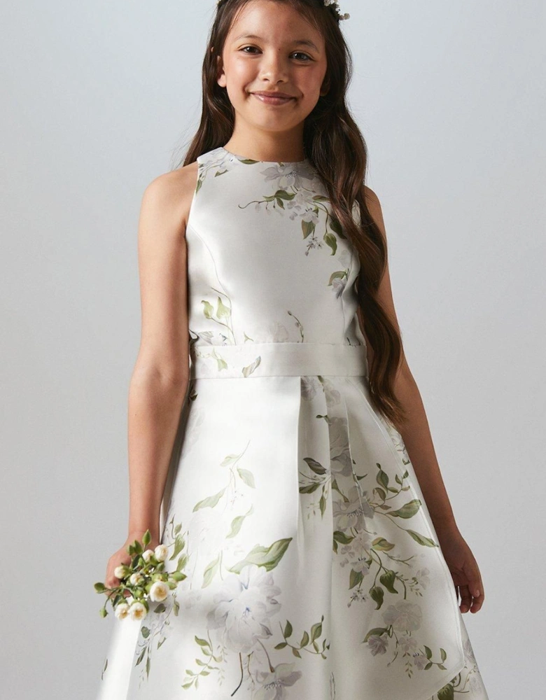 Teen Printed Waterfall Twill Bridesmaids Dress