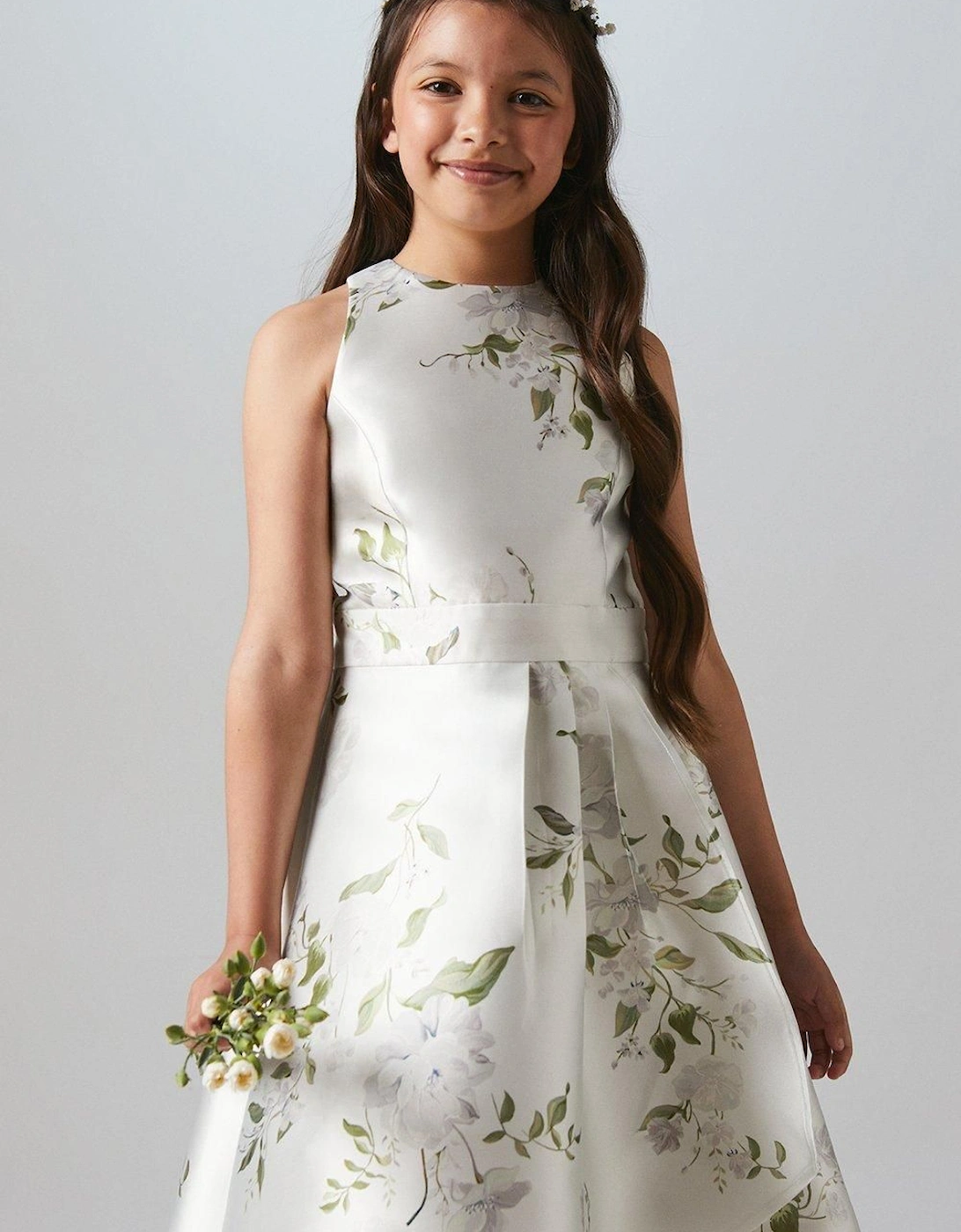 Teen Printed Waterfall Twill Bridesmaids Dress