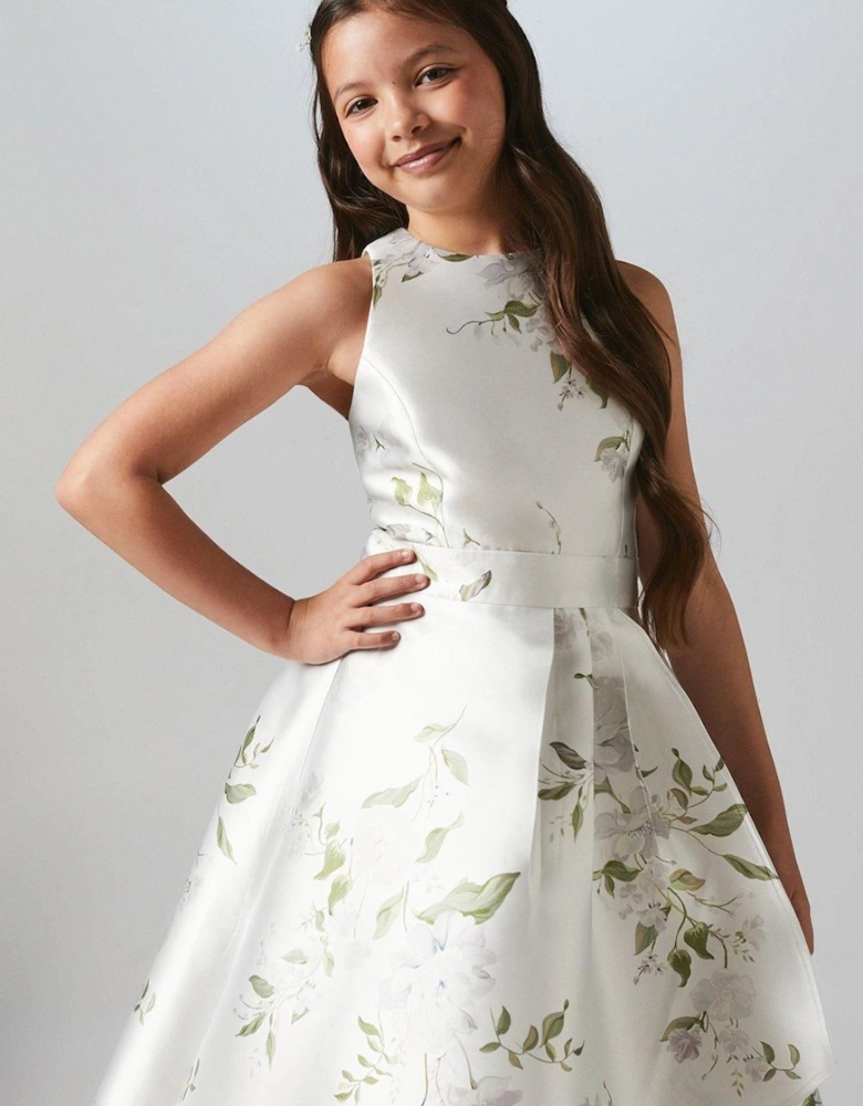 Teen Printed Waterfall Twill Bridesmaids Dress