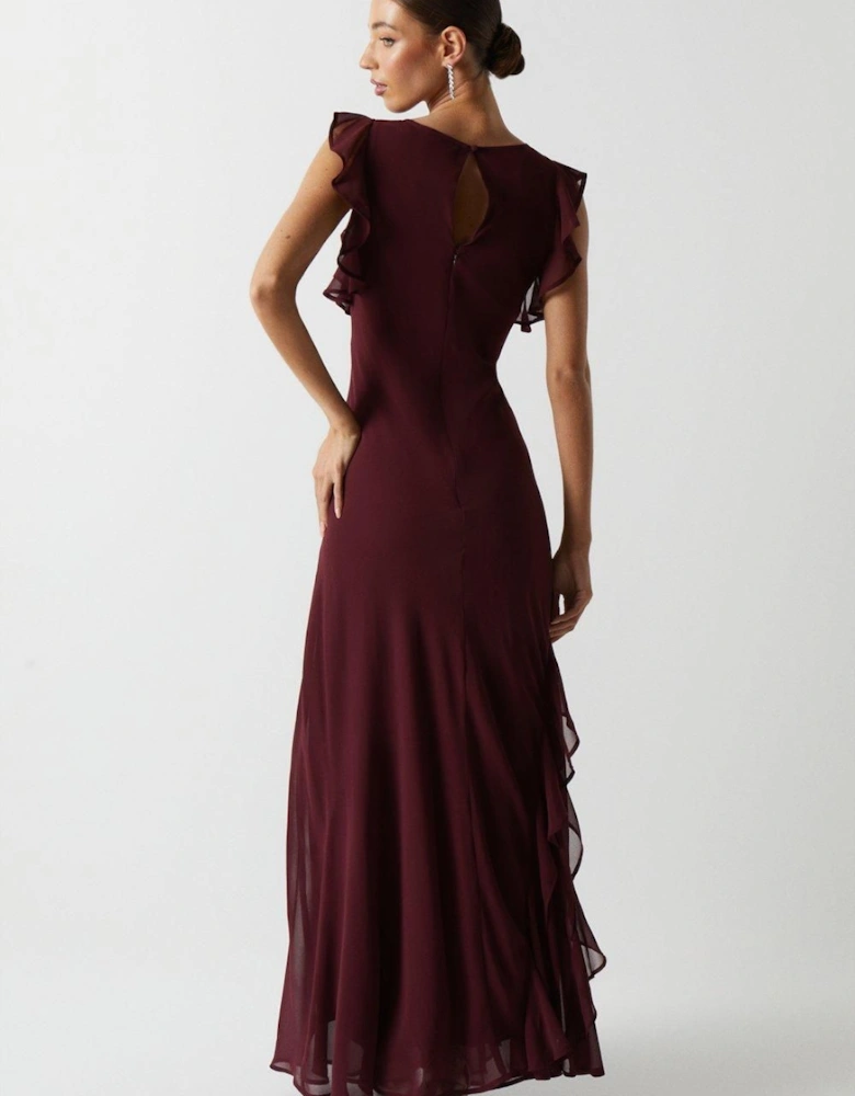 Mega Ruffle Georgette Bridesmaid Maxi Dress