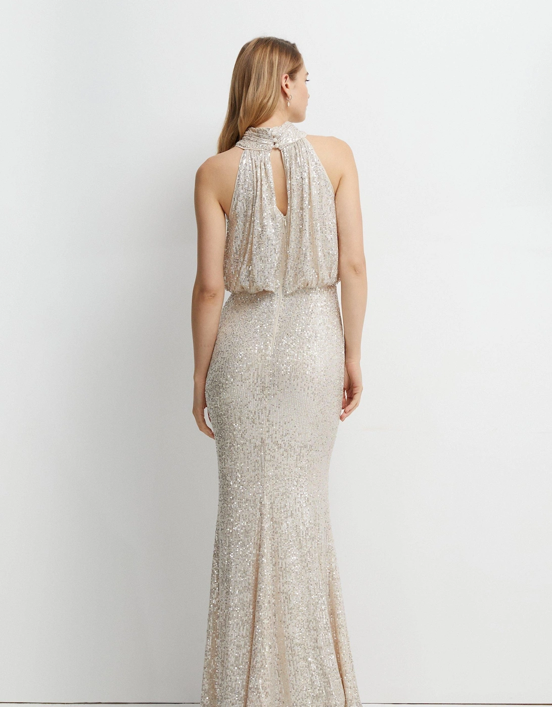 Halterneck Sequin Bridesmaids Maxi Dress