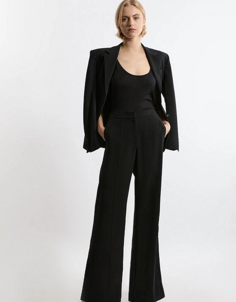 Tailored Crepe Seam Detail Straight Leg Trousers