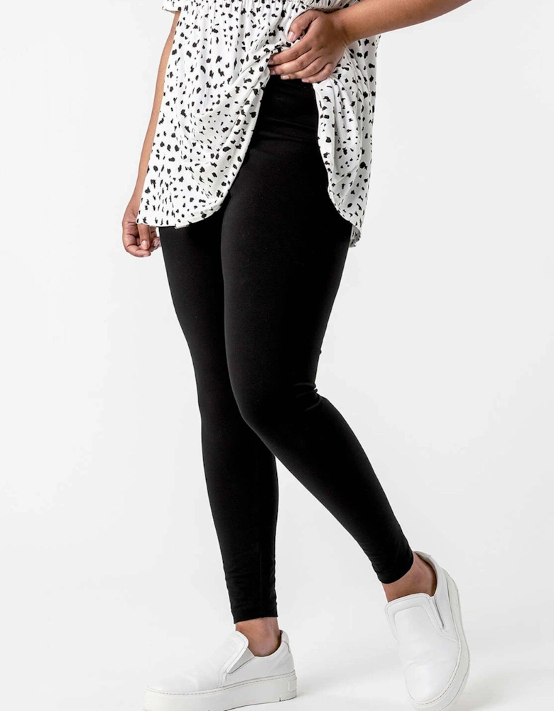 Curve Stretch Plain Leggings - Black