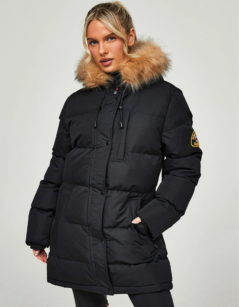 Goshawa Padded Parka Jacket-Black