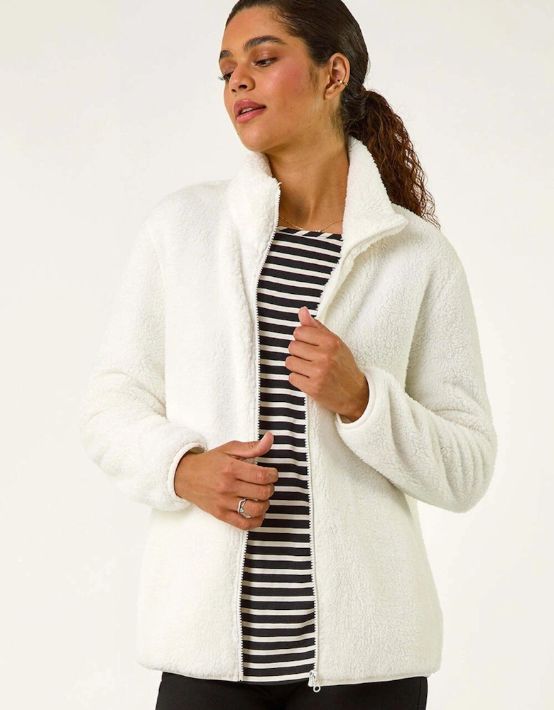 Soft Sherpa Fleece Jacket - White