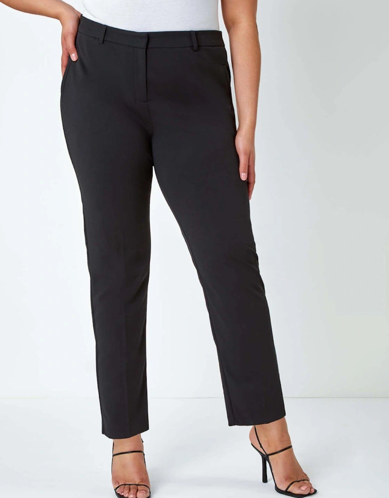 Curve Straight Smart Trousers - Black