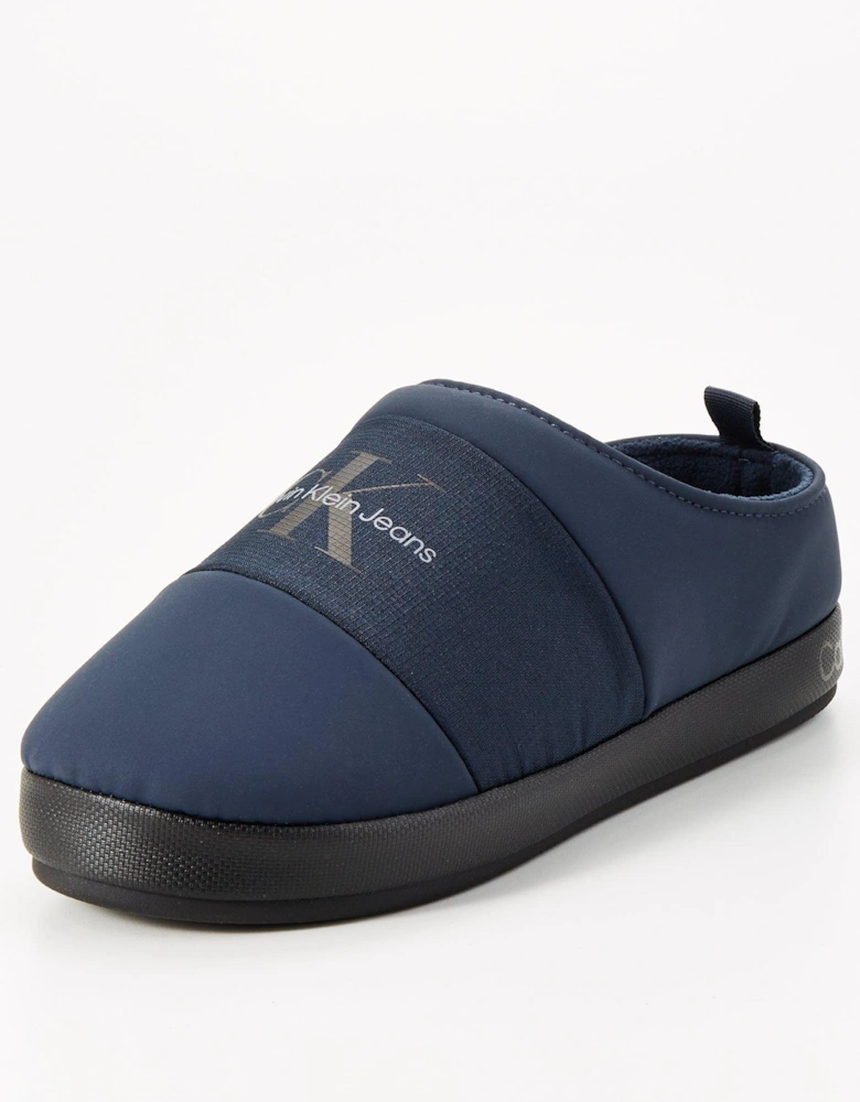 Mono Logo Quilted Mule Slipper - Navy