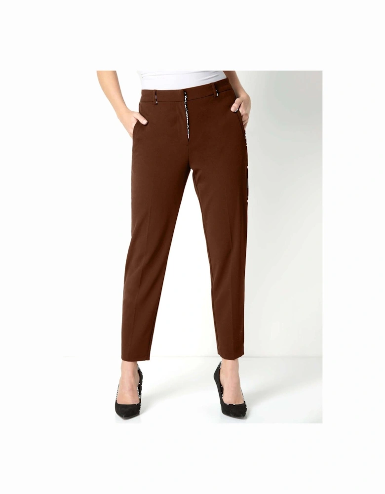 Short Straight Leg Stretch Trouser - Chocolate