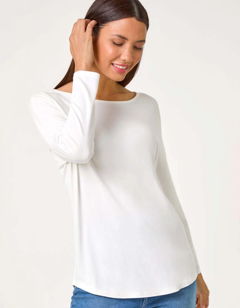 Long Sleeve Stretch Top - Ivory