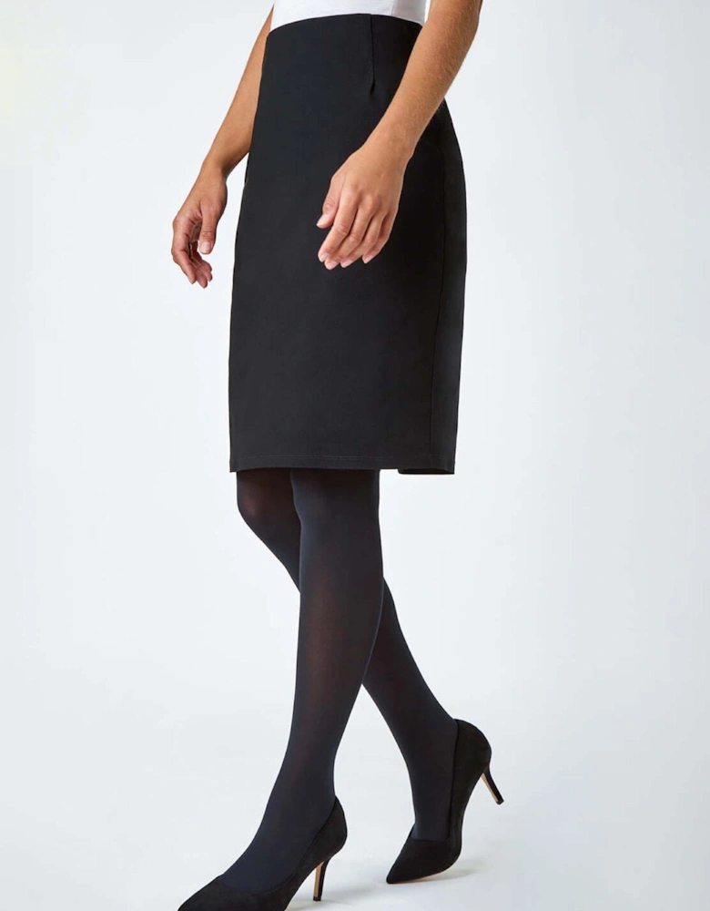 Pull On Stretch Pencil Skirt - Black