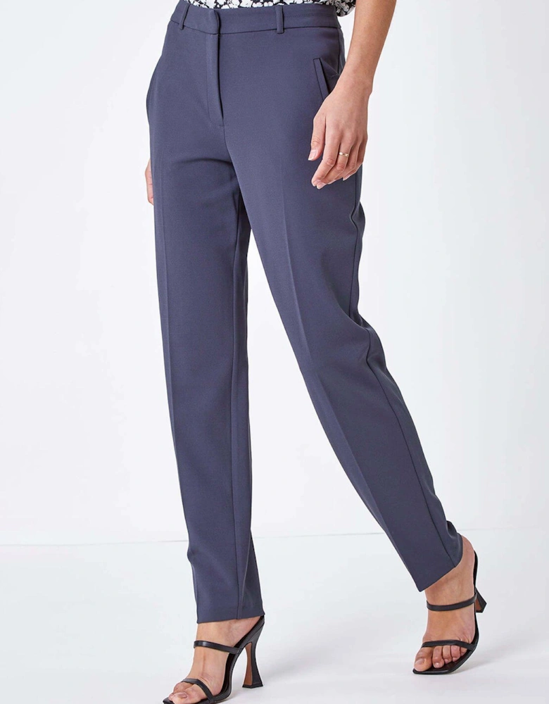 Long Straight Leg Stretch Trouser - Dark Grey