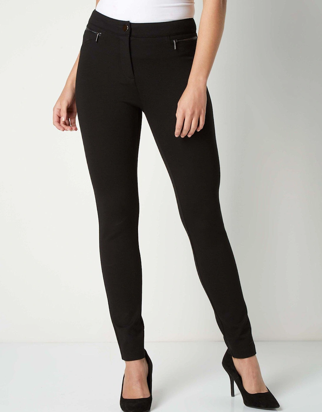 Zip Detail Stretch Trouser - Black, 2 of 1