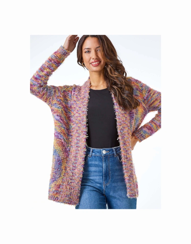 Fluffy Longline Cosy Cardigan - Multi