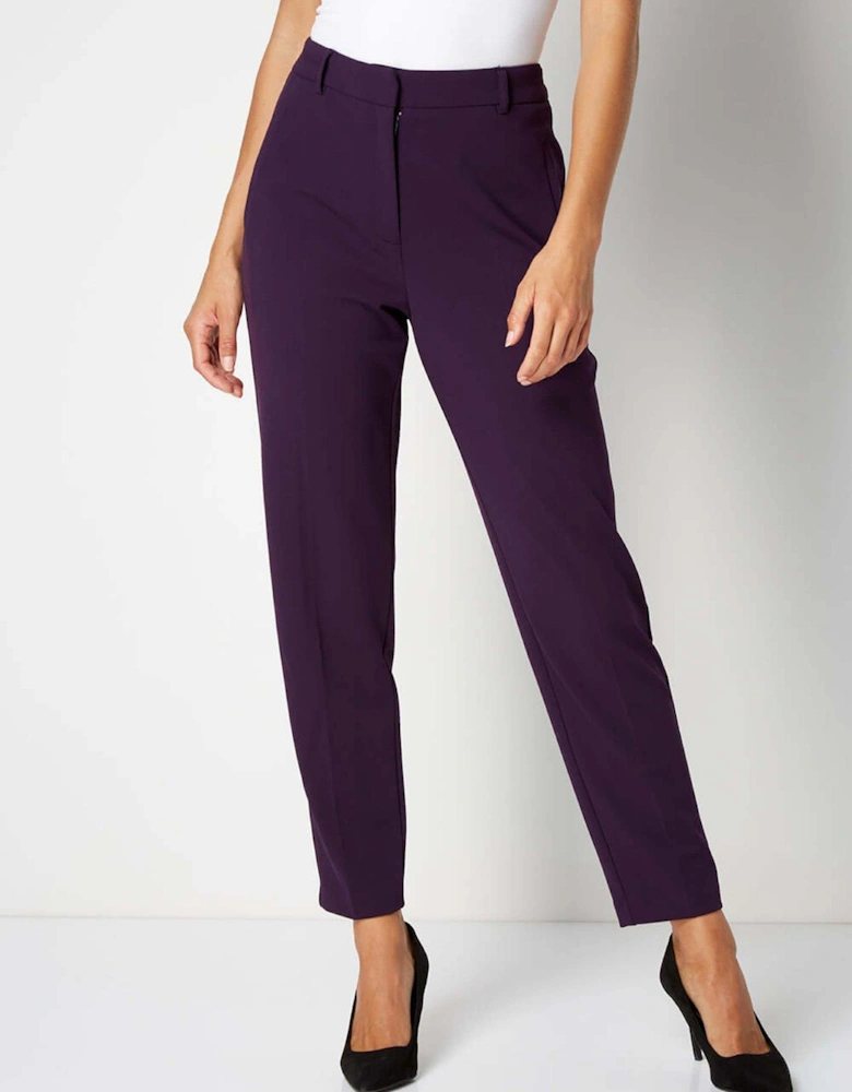 Long Straight Leg Stretch Trouser - Plum