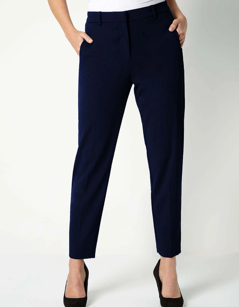 Straight Leg Stretch Cropped Trousers - Navy