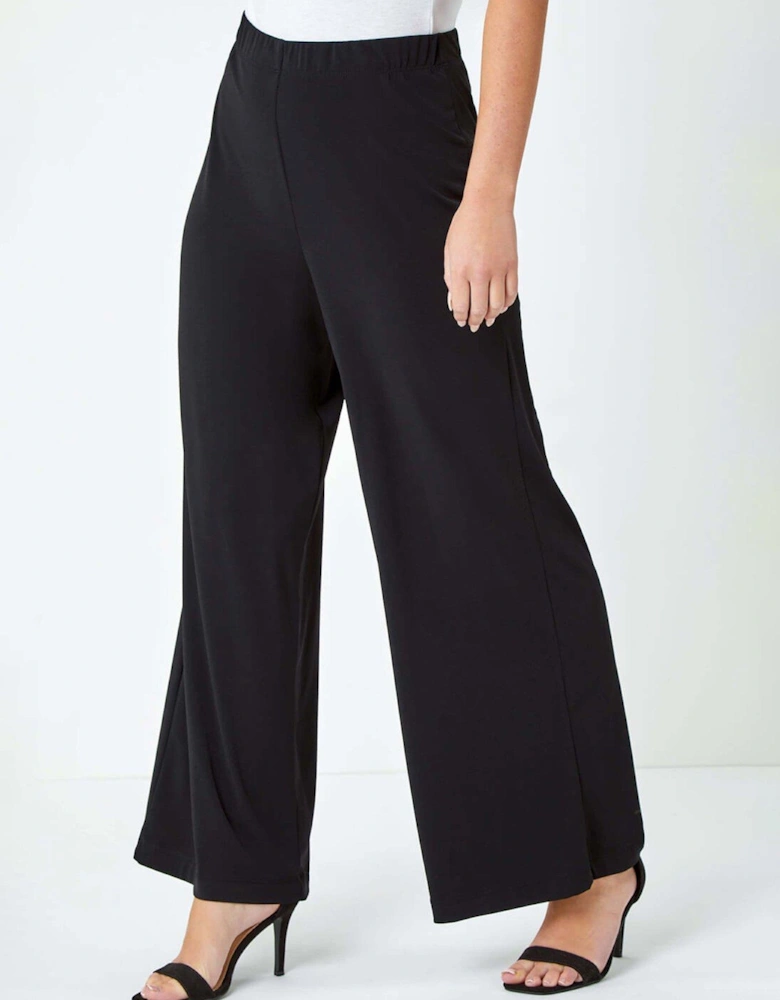 Petite Wide Leg Stretch Trouser - Black