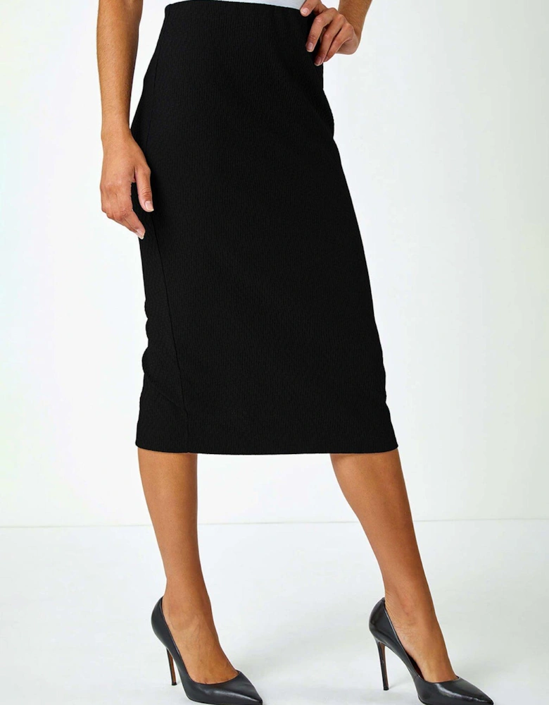 Jersey Textured Pencil Skirt - Black