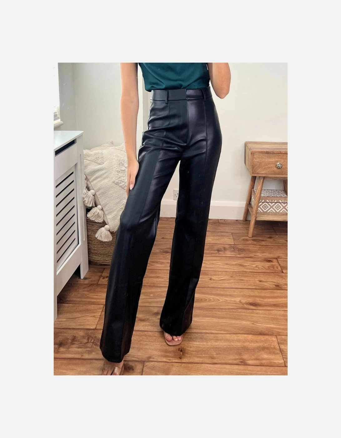 Pu Wide Leg Trouser - Black, 5 of 4
