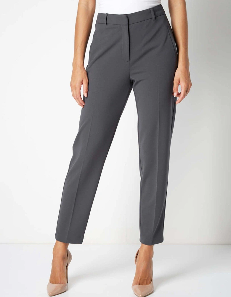 Short Straight Leg Stretch Trouser - Dark Grey