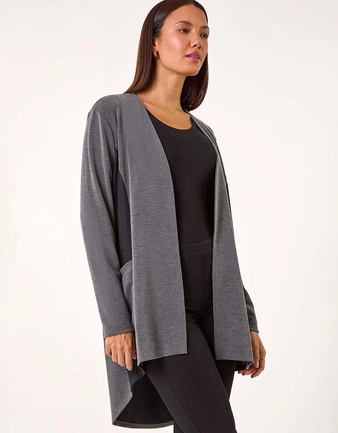 Soft Stretch Cardigan - Dark Grey, 2 of 1