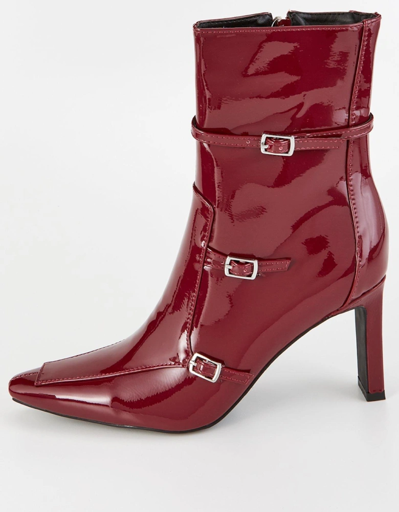 Brinkley Buckle Ankle Boot - Burgundy