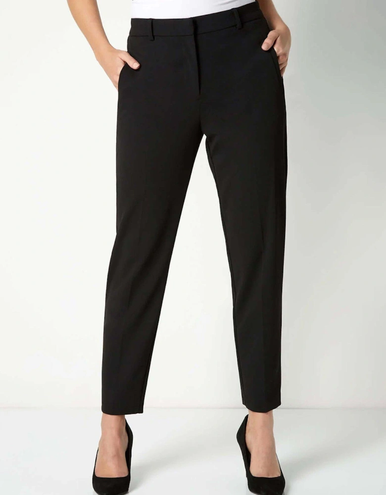 Short Straight Leg Stretch Trouser - Black