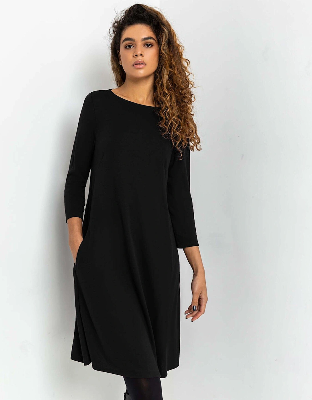 A-line Pocket Detail Swing Dress - Black, 2 of 1