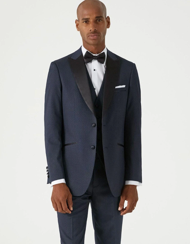 Cuba Tailored Fit Tuxedo Suit Jacket - Navy