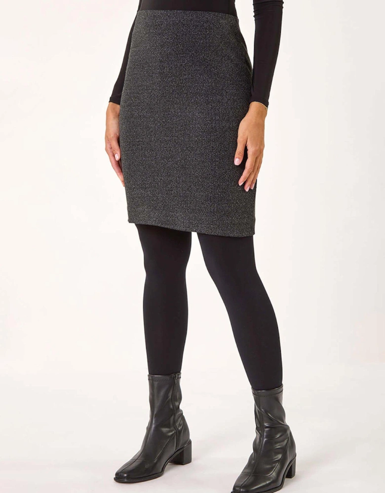 Smart Textured Stretch Skirt - Charcoal