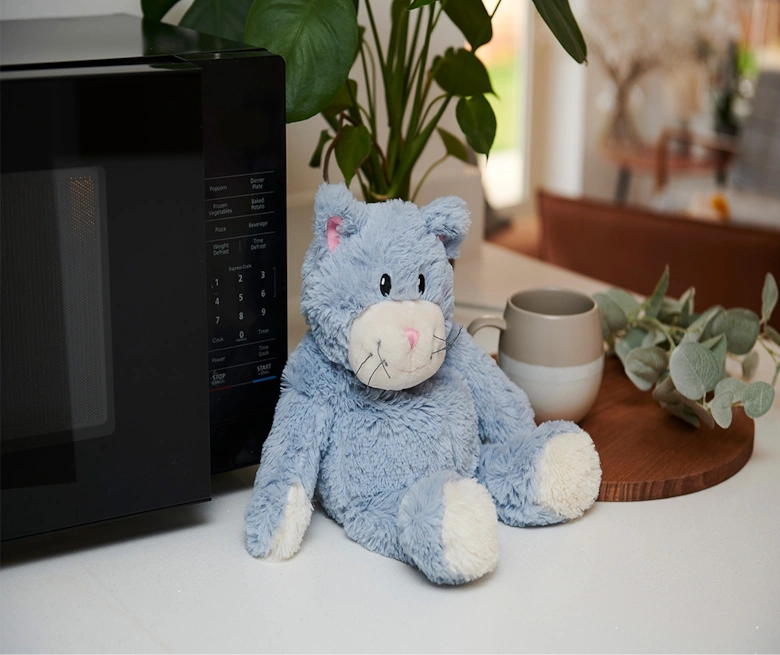 Plush Cat (Blue Sitting) Microwavable