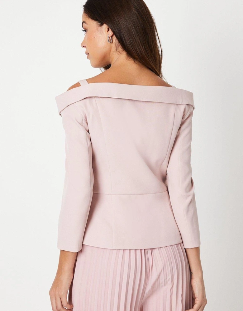 3/4 Sleeve Off Shoulder Peplum Jacket