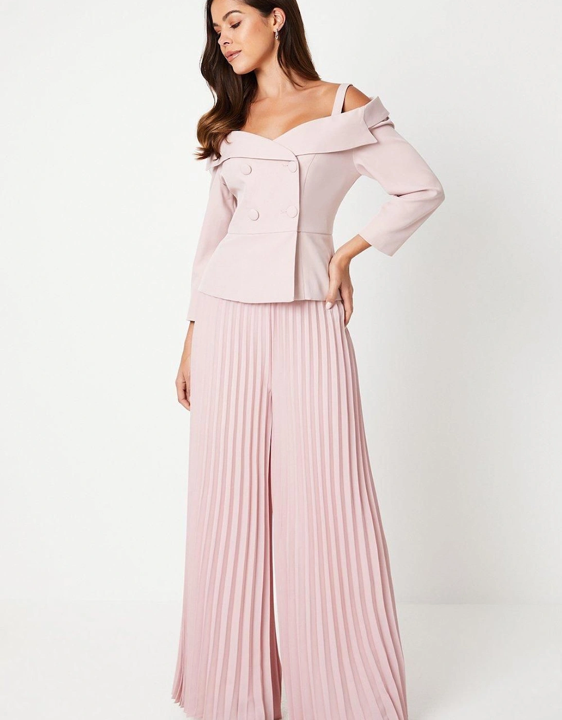 3/4 Sleeve Off Shoulder Peplum Jacket