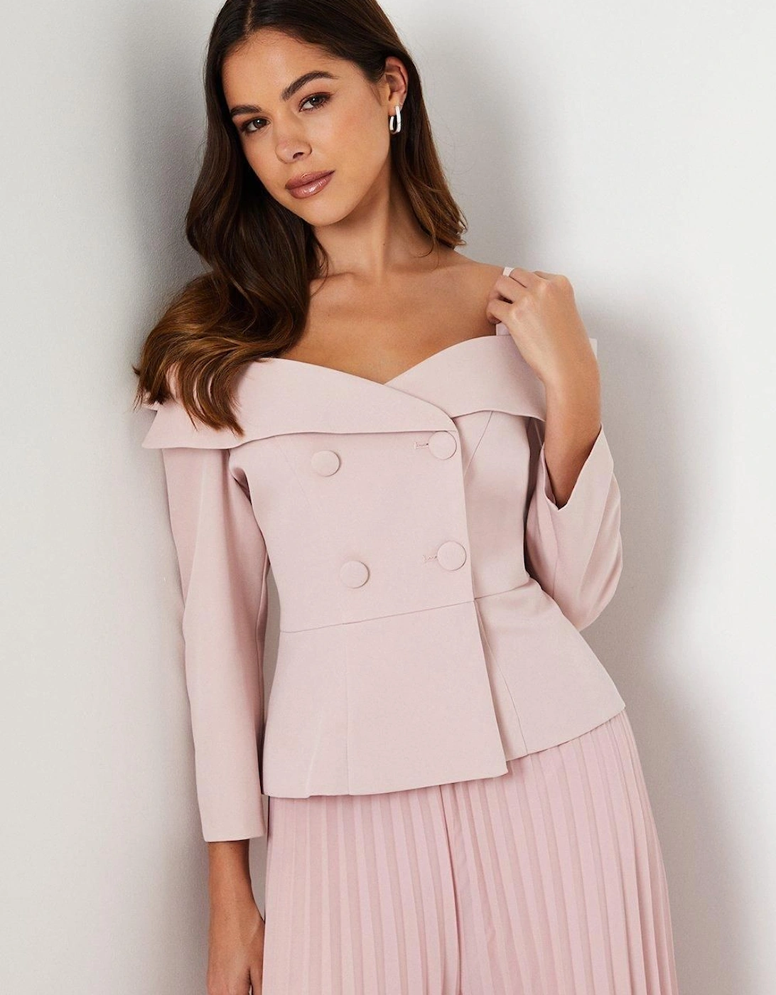 3/4 Sleeve Off Shoulder Peplum Jacket