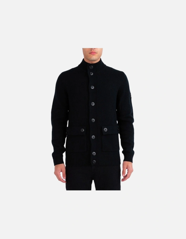 Luke Chunky Knit Button Jacket Black