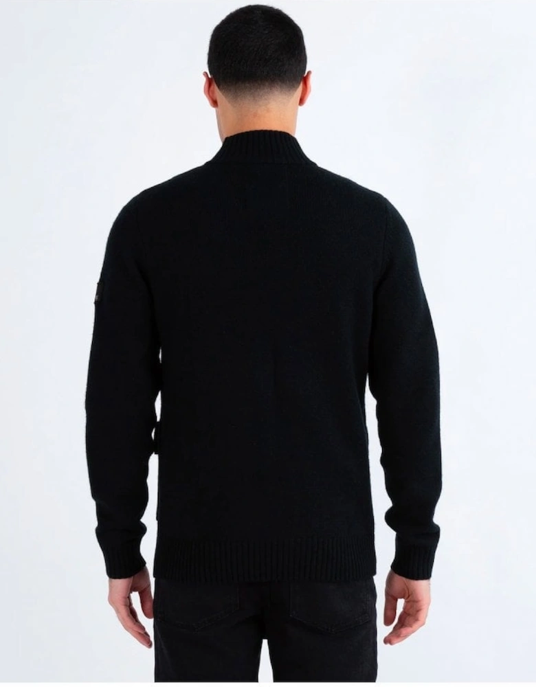 Luke Chunky Knit Button Jacket Black