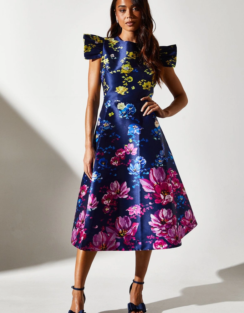 Petite Twill Belted Midi Dress