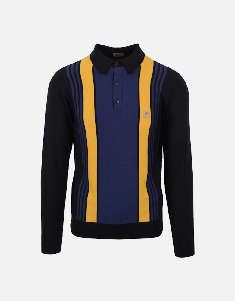 Vintage Searle Long Sleeved Knitted Polo Navy