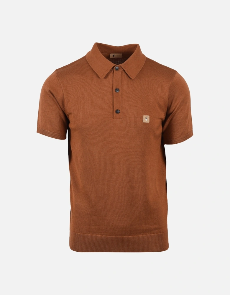 Vintage Jackson Knitted Polo Shirt Walnut