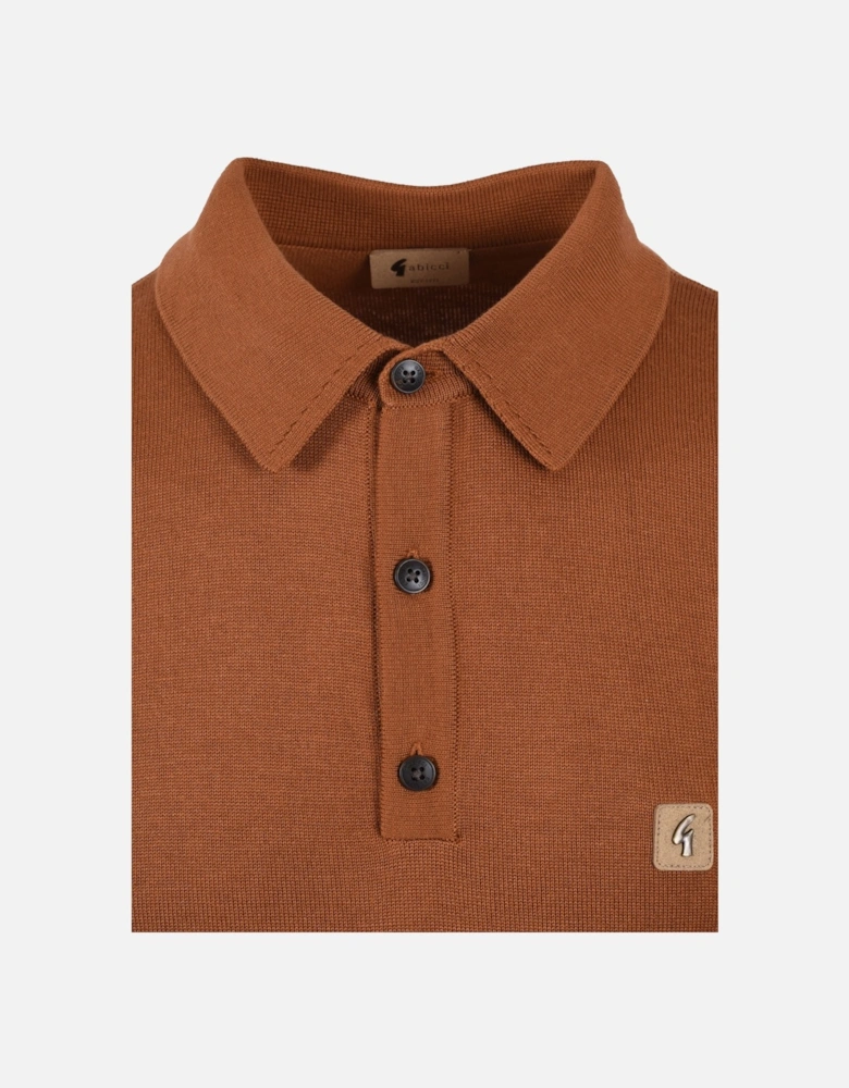 Vintage Jackson Knitted Polo Shirt Walnut