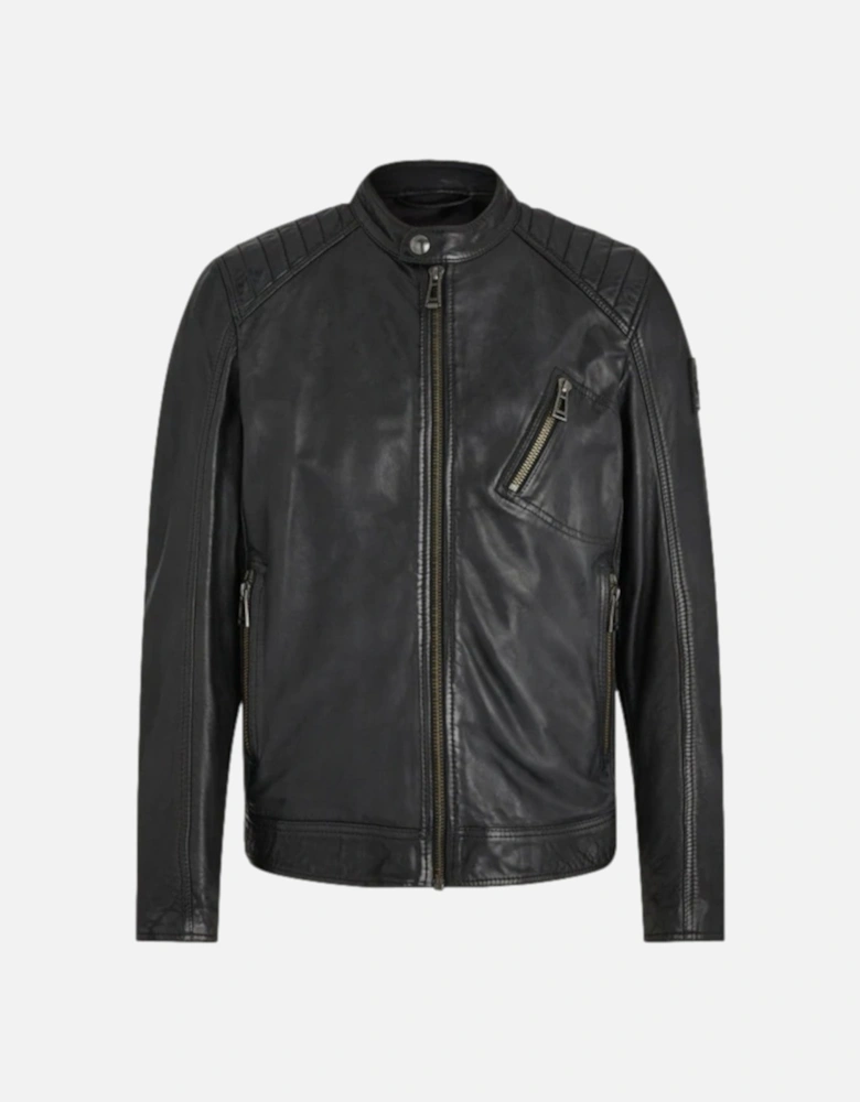 V Racer Leather Jacket 90000 BLACK