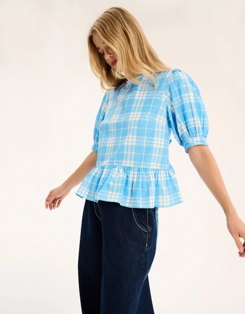 Ellie Frill Hem Puff Sleeve Printed Cotton Blouse